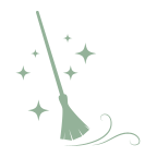 icon representing a broom cleaning a floor