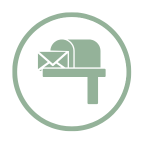 icon representing a mail box open with a letter.