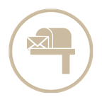 icon representing a mail box open with a letter.